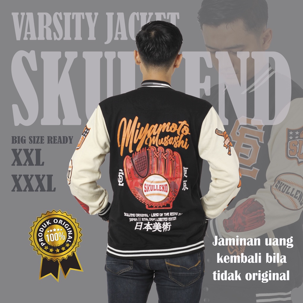 BRAINLY Jaket VARSITY JACKET BASEBALL MOTIP TERBARU PRIA WANITA distro remaja KAMIKAZE Full sablon Vintage Jaket varsiti murah Bisbol sukajan jeket erigo Ukuran L XL dan xxl