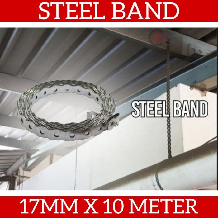 Steel Band 17mm x 10 Meter / Tali Strap Besi Bahan Galv Untuk Pipa