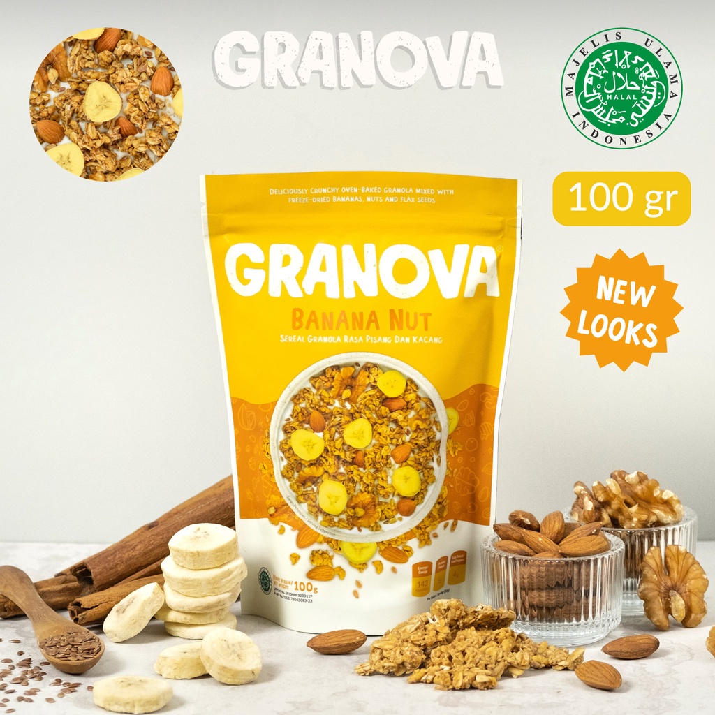 GRANOVA Granola 100g - Sereal Sarapan Sehat - Honey Almond / Chocolate Cranberry / Banana Nut / Berry White