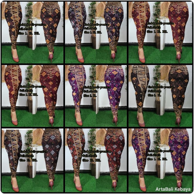 Kamen jadi endek bordir premium full strait