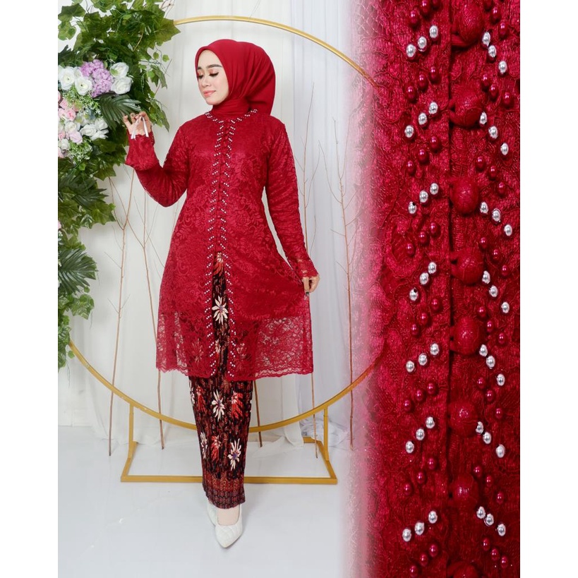 Stelan Kebaya Tunik Kurung Busui / Tunik Brukat Sleting Depan / Kebaya Modern / kebaya payet / Kebay