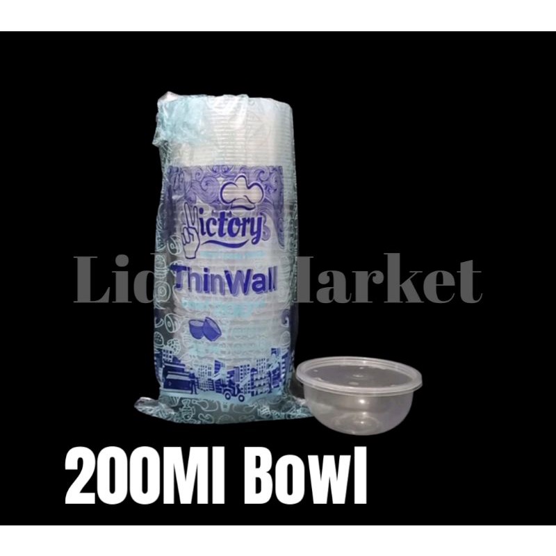 Thinwall Bulat 200ML (25) Victory Mangkok Plastik Cup Pudding Slime Wadah Makanan Tempat Makan Salad Buah Food Container Mangkuk Bowl
