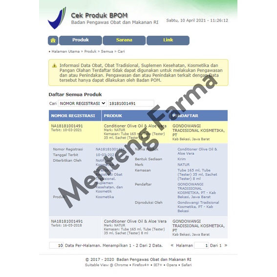 Natur Hair Conditioner Olive Oil And Aloe Vera 165 ML - Perawatan Kesuburan dan Menutrisi Rambut