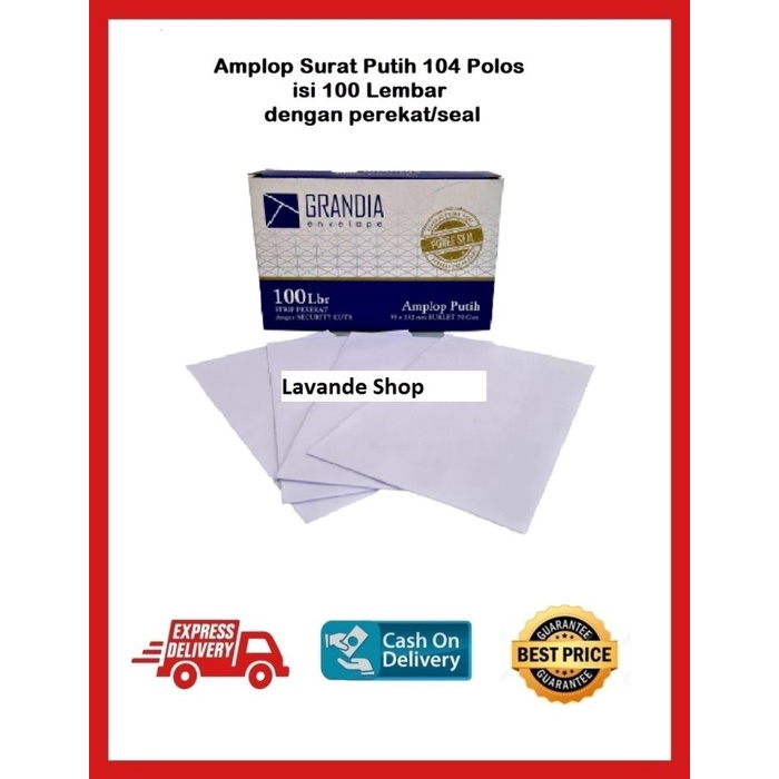 

Promo Bulan Ini 1 Box Amplop Surat Putih 104 Polos / Amplop Putih Grandia 104 Diskon