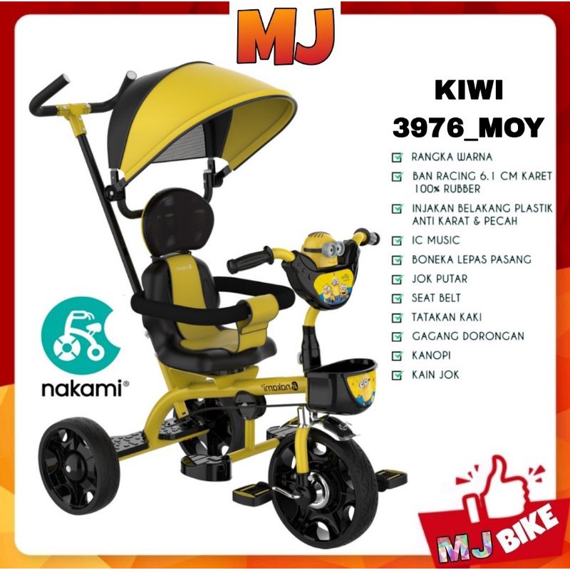 SEPEDA ANAK RODA 3 NAKAMI/SEPEDA ANAK KARAKTER RACING KIWI