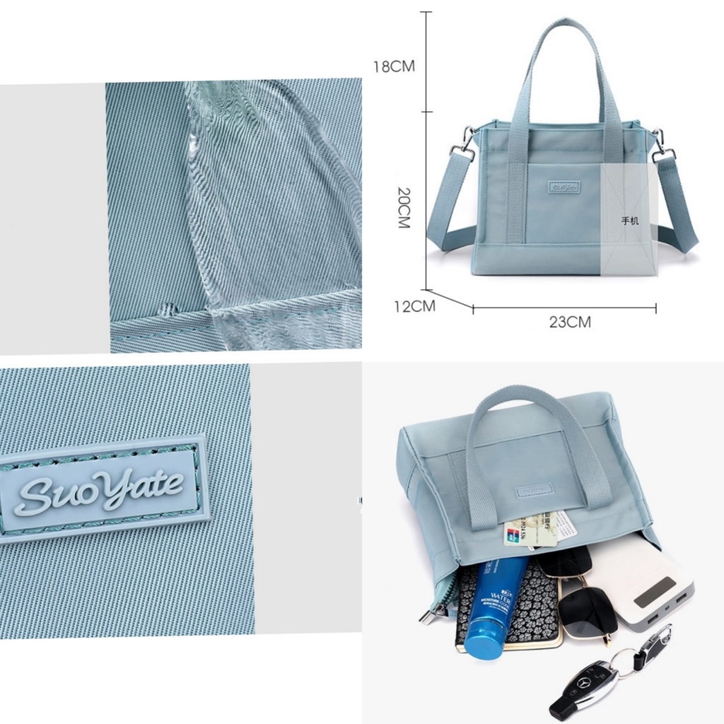TAS SELEMPANG WANITA IMPORT SUOYATE KANVAS BIRU ELSANDRA CEWEK TA667B2 SLING BAG SHOULDER KOREA SIMPLE FASHION REMAJA CASUAL BATAM PREMIUM BRANDED