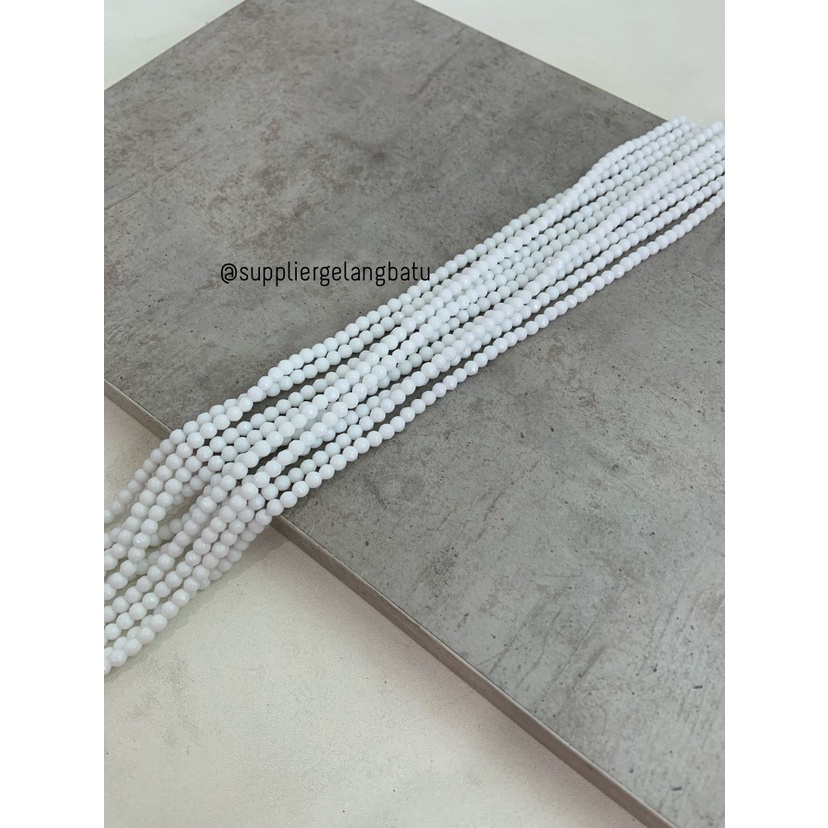 batu WHITE ONYX PUTIH FACETED BEADS 4mm cutting bahan gelang kalung