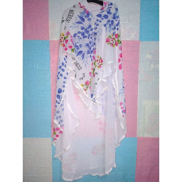 Khimar sisesa putih bunga PO