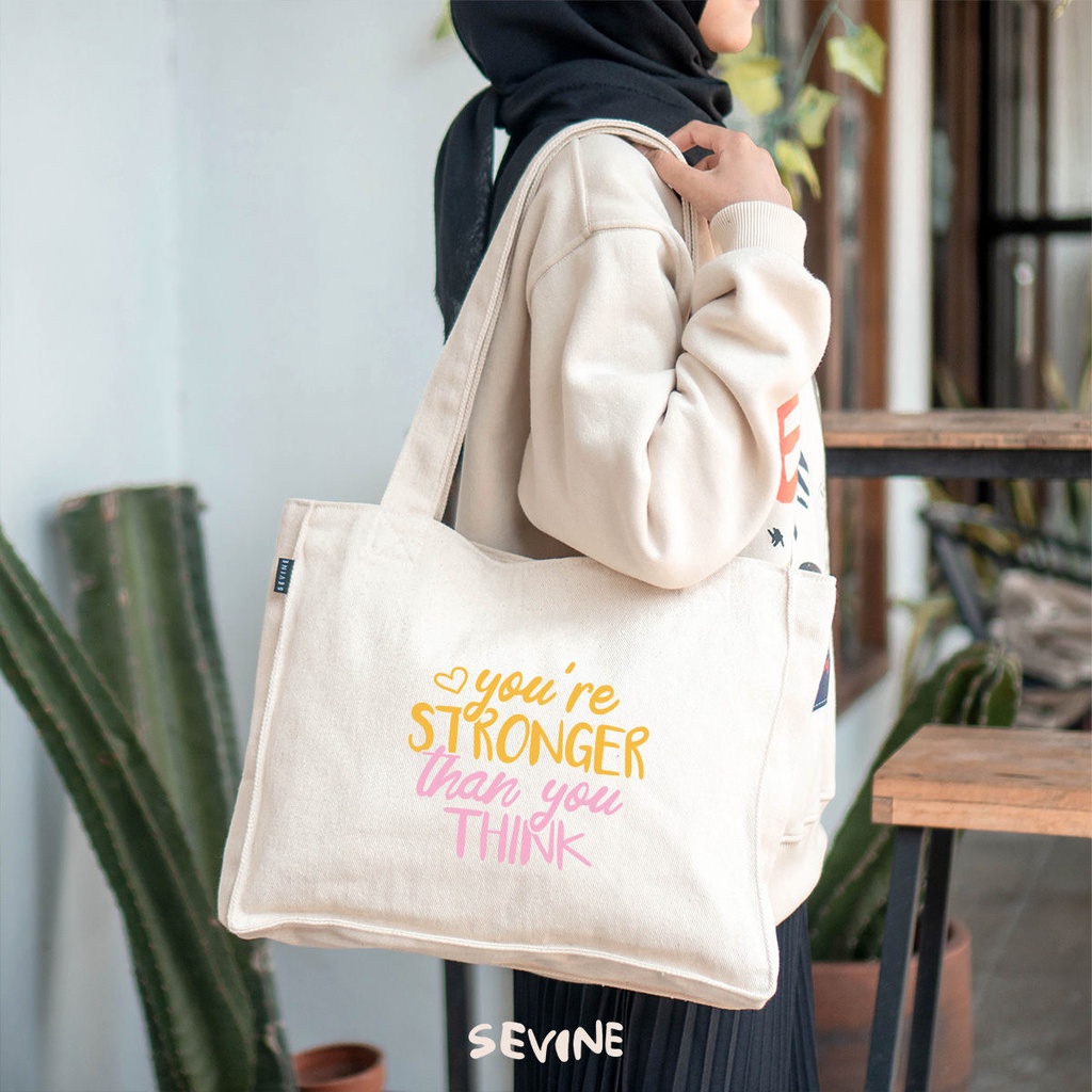 Sevine Totebag Kanvas Daisy Tas Wanita Tote Bag Kantong Laptop Kuliah Sekolah Kerja Quotes Pastel Aesthetic - KO