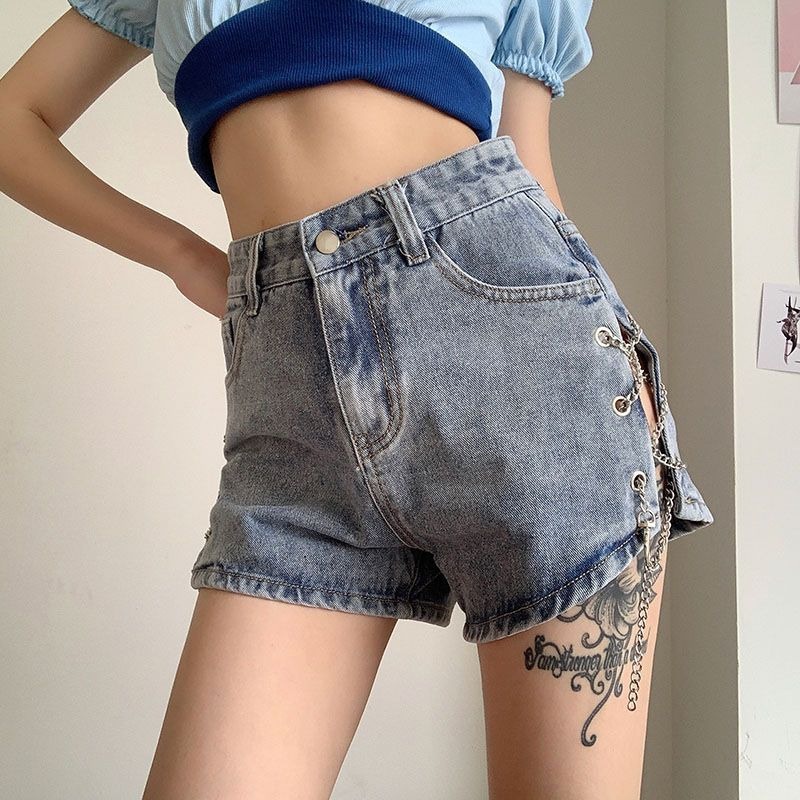 Celana pendek wanita korea hotpants highwaist denim fashion korean style short pants ootd