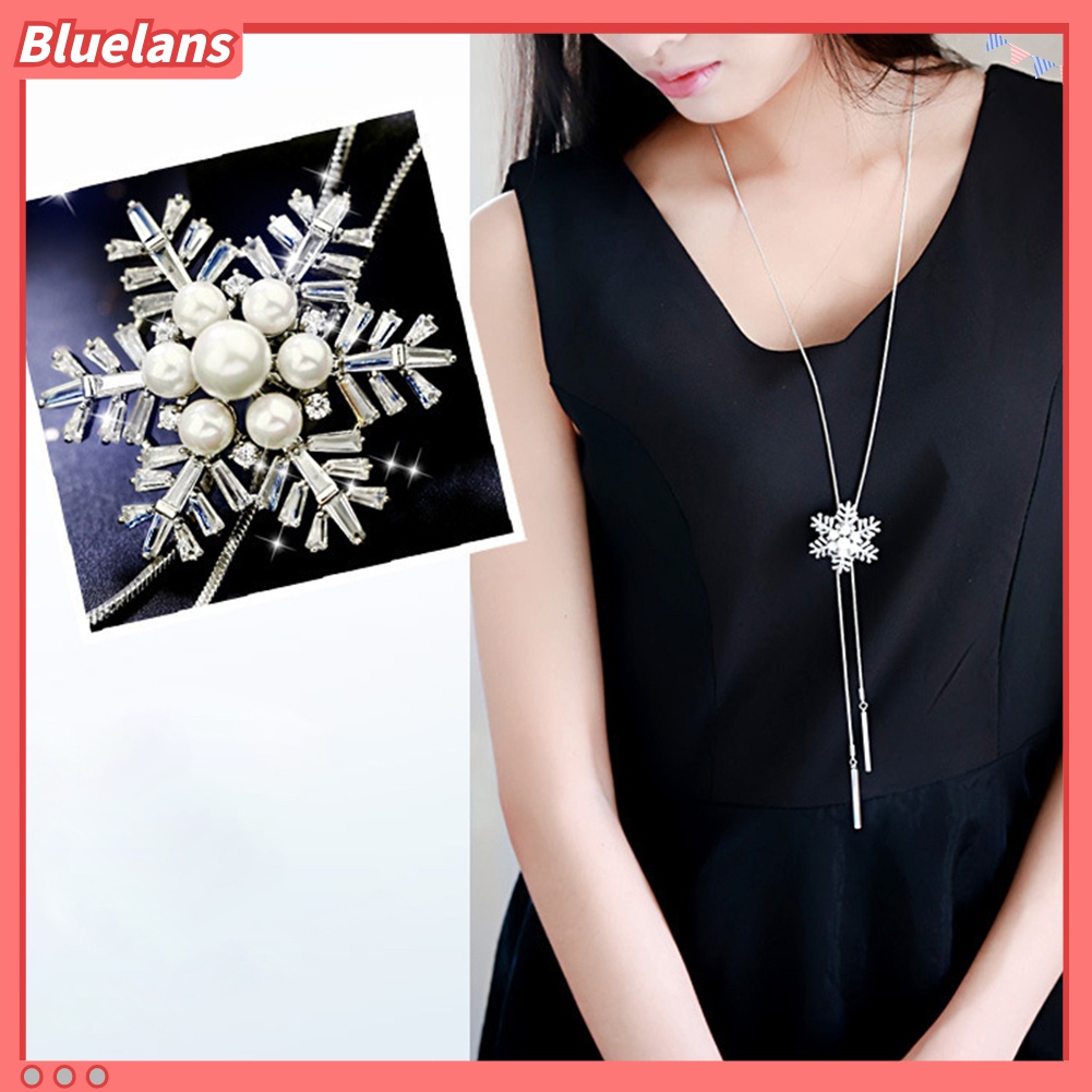 Kalung Rantai Liontin Mutiara Berlian Imitasi Gaya Elegan Untuk Wanita