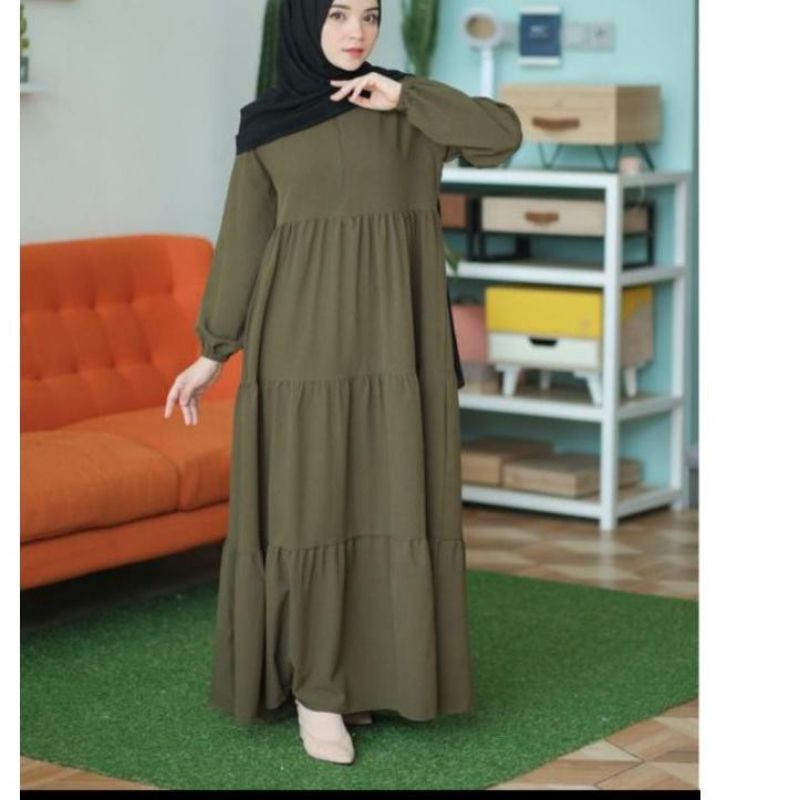 SANDIRA | S M L XL XXL XXXL 5L |﻿ Maxi Dress Baju Gamis Syari Jumbo﻿ Polos Wanita Muslim Big Size﻿ Bahan Moscrepe-2