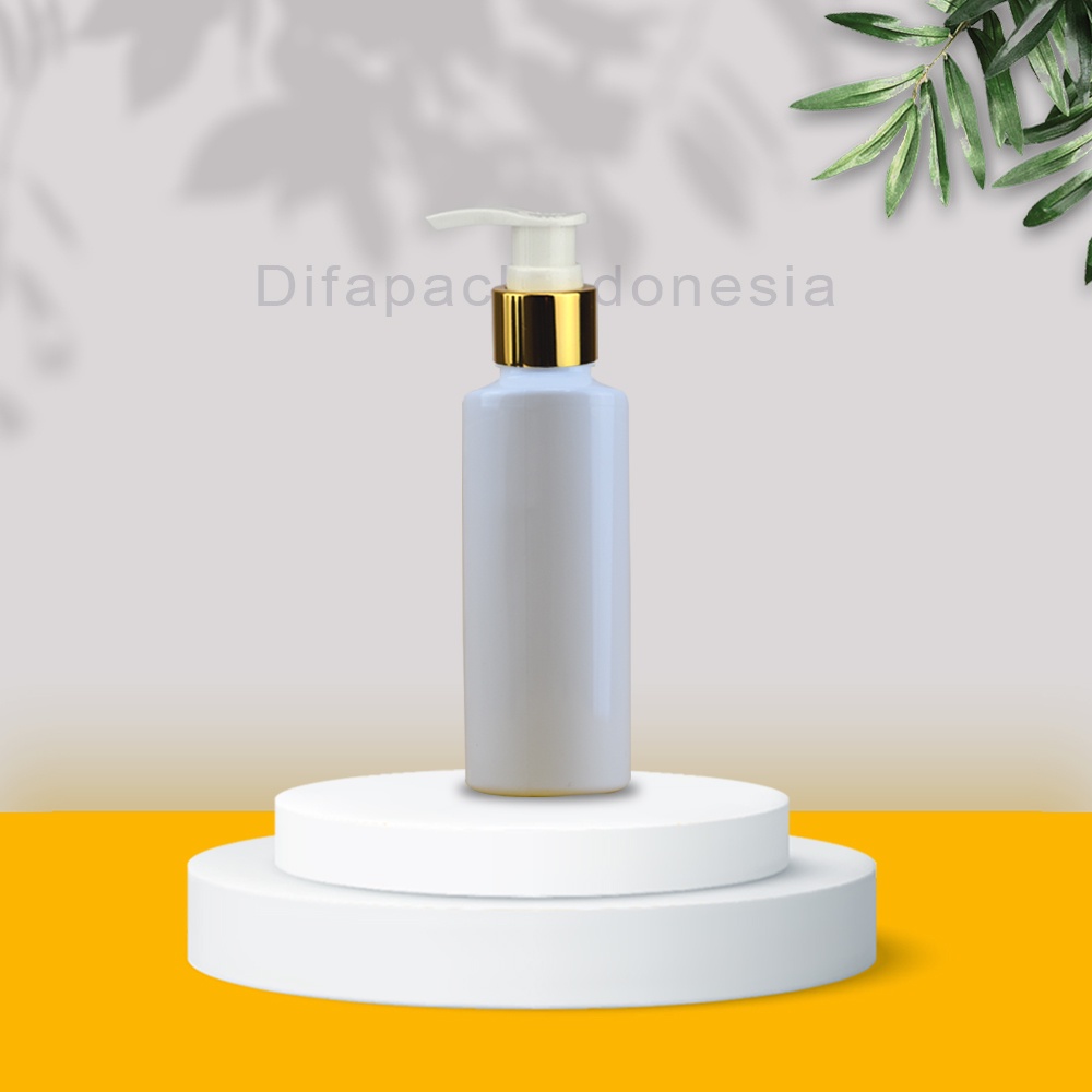 Botol Kosmetik Rf 100Ml Pump Lotion Gold Body Putih