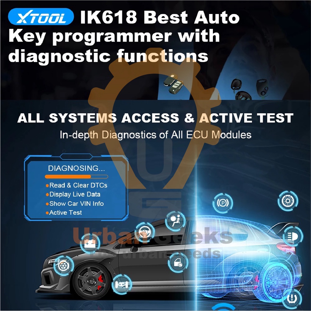 Auto Key Programmer IMMO OBD2 Diagnostic Tool XTOOL InPlus IK618 alt X100PAD3