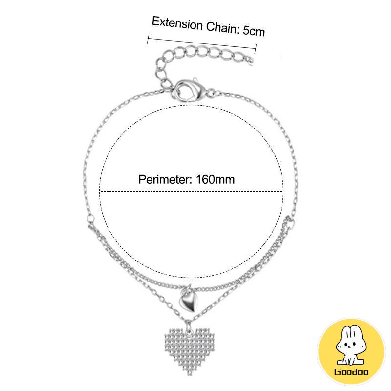 Double Layer Love Bracelet Light Luxury Niche Design Girlfriends Diamond Gelang -Doo