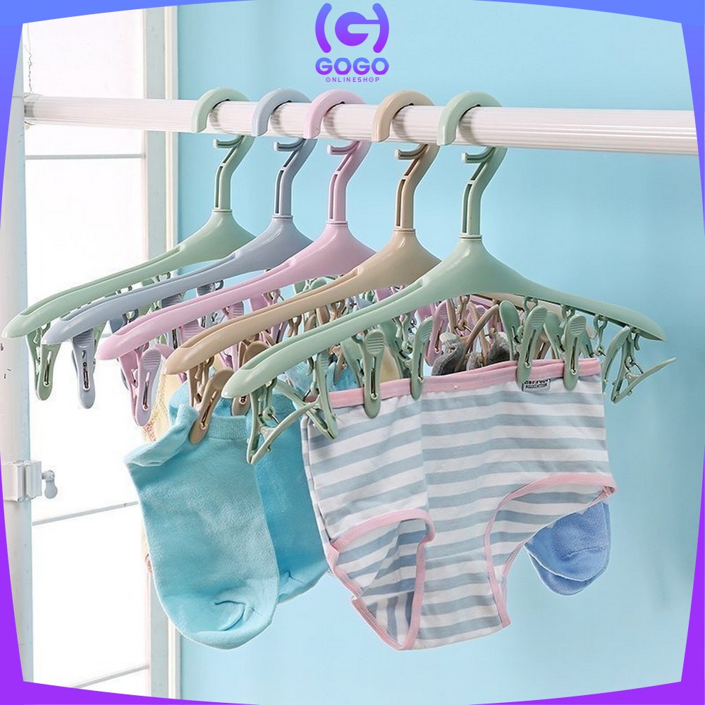 GOGO-C281 Hanger Baju Jepitan 8IN1 / Gantungan Jemuran Baju Plastik Tebal / Hanger Kaos Kaki / Gantungan Pakaian Dalam