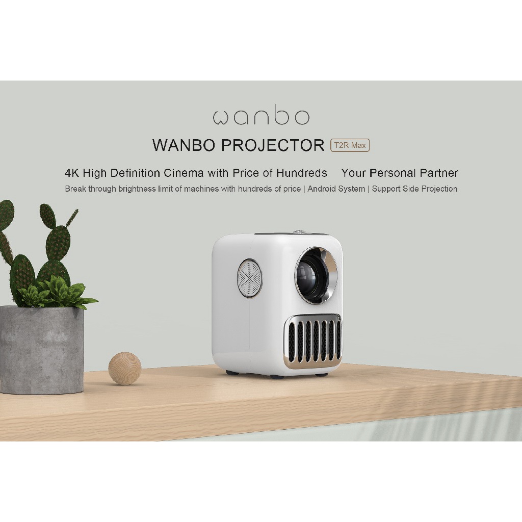 WANBO T2R MAX - Smart Android Projector 250 ANSI Lumens - Support 4K