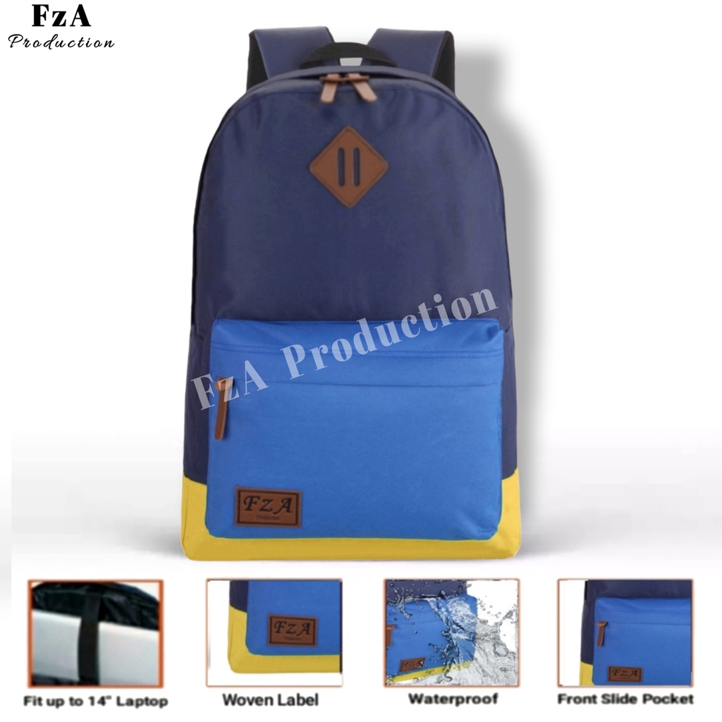 Tas Ransel Punggung Distro Casual Pria Wanita / Tas Ransel Laptop Original - FzA Gratis Jam Tangan Sport