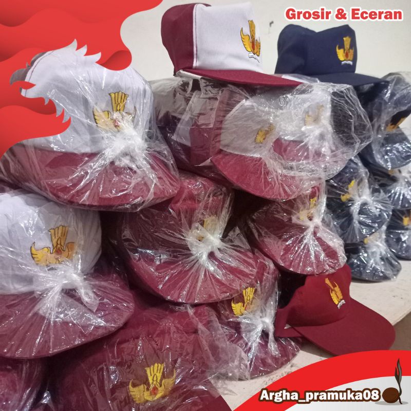 grosir topi bordir SD SMP SMA gerakan Pramuka topi satuan