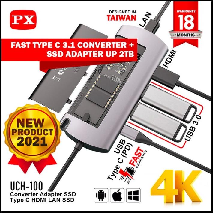 Px - Converter Adapter Ssd 2Tb Type C To Usb Hdmi Lan 6 In 1 Uch-100