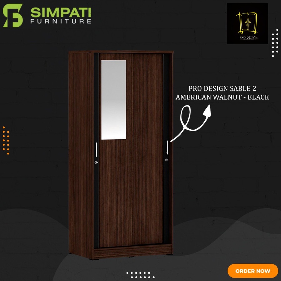 Lemari Pakaian Minimalis 2 Pintu Sliding Pro Design Sable 2