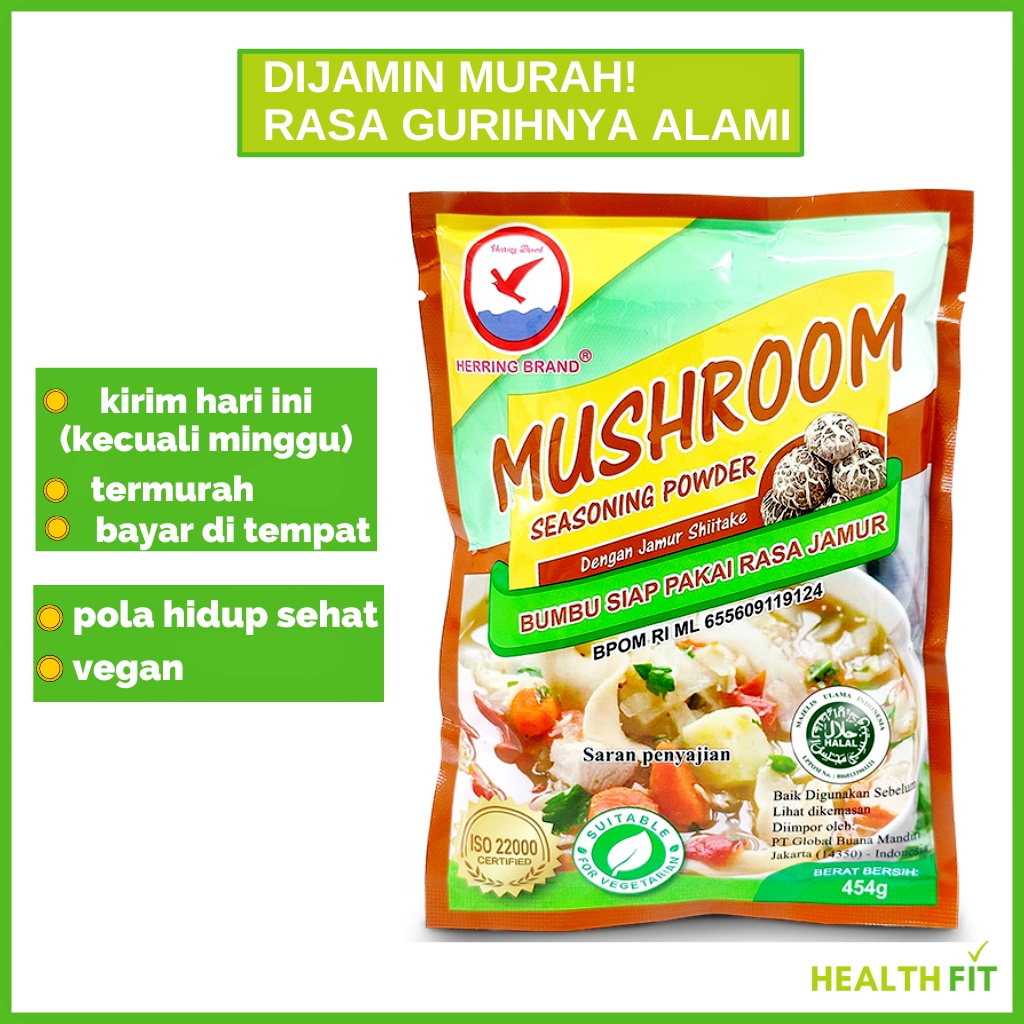 kaldu jamur penyedap rasa Jamur Shitake Herring Brand Mushroom Seasoning Powder 454g