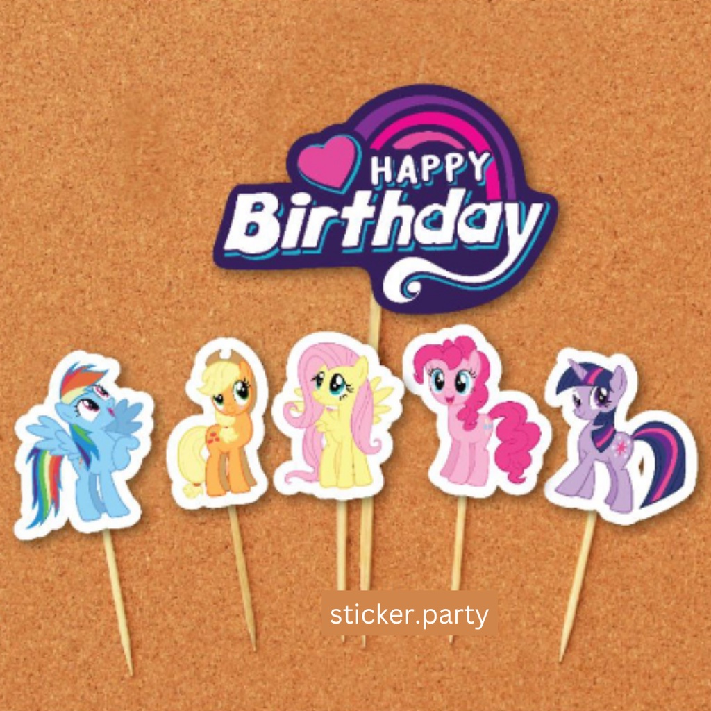 TOPPER KUE HIASAN KUE LITTLE PONY DEKORASI ULANG TAHUN LITTLE PONY BALON HAPPY BIRTHDAY HIASAN ULTAH