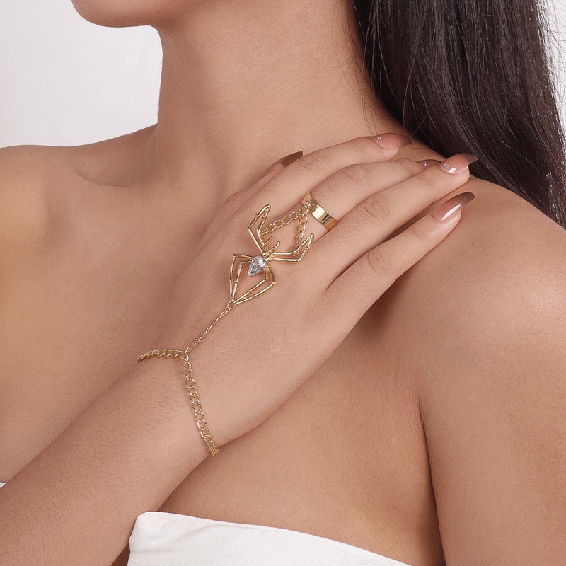 Fancyqube Gelang Cincin Jari Harness Liontin Kupu-Kupu Ular Dapat Disesuaikan Gaya Boho Untuk Wanita