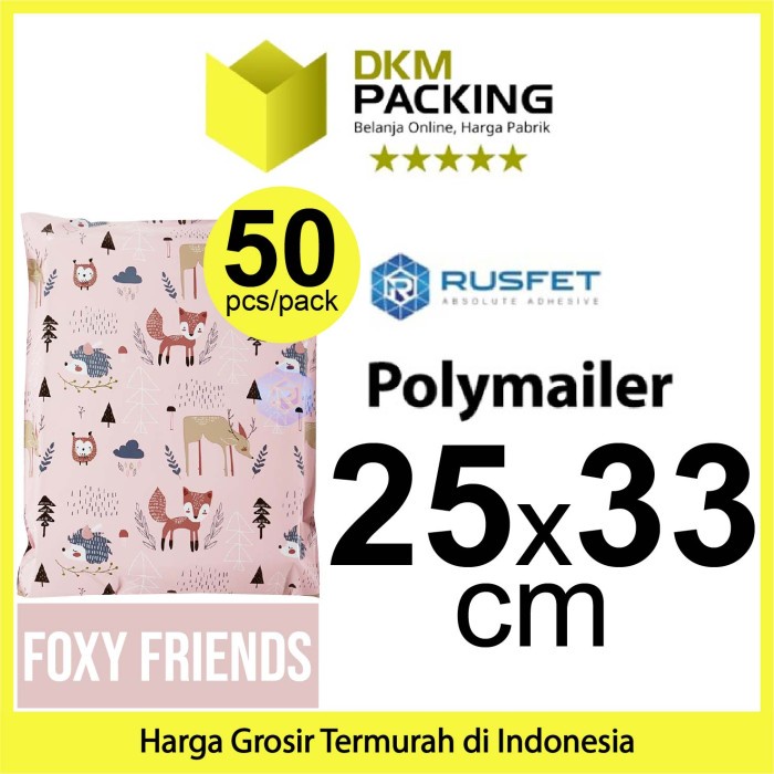 

Hot Sale Polymailer 25X33Cm Polimailer Amplop Plastik Packing Motif Fox /Pack Hemat