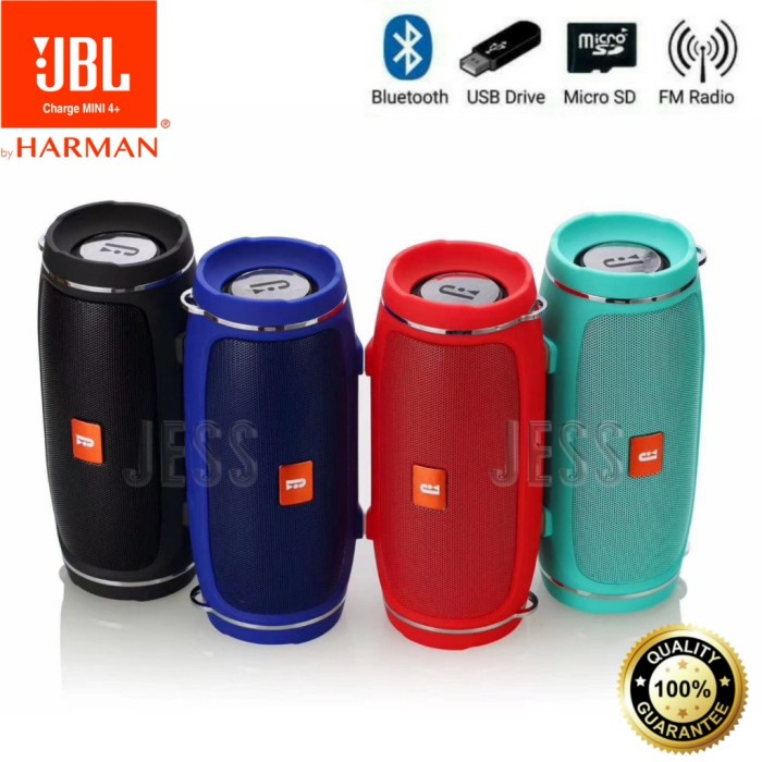 Speaker Mini Portable Speaker Bluetooth Wireless JBL CHARGE MINI 4+ MINI 4 Plus - Hitam(W7Z6) Speake