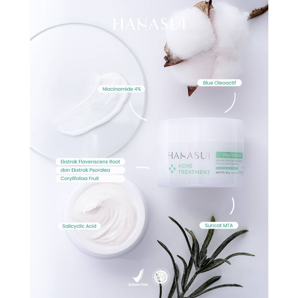 Hanasui Acne Treatment Series | Day Cream Night Cream | Gentle Cleanser | Paket Acne Treatment Set