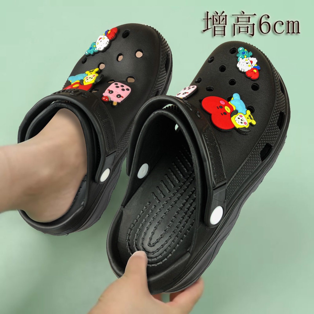 Sandal Fuji Wanita Kekinian Classic Bae Clog Platform Jibbitz Tebal 6CM Empuk 806B (36/40)