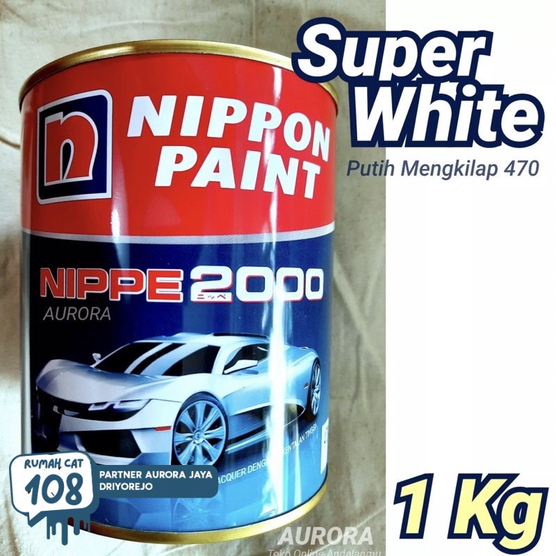 

CAT NIPPE 2000 SUPER WHITE 1kg PUTIH MENGKILAP 470 NIPPON PAINT duco duko diko motor mobil sepeda