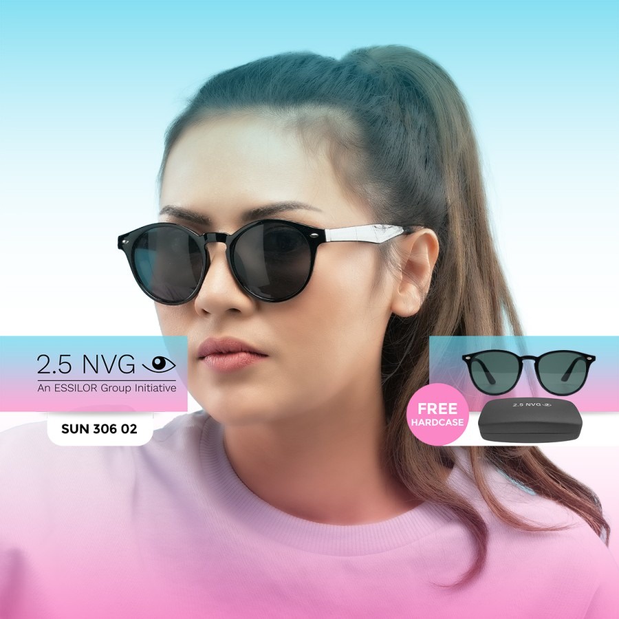 2.5 NVG Sunglasses Shiny Black SUN 306 02 Kacamata Hitam