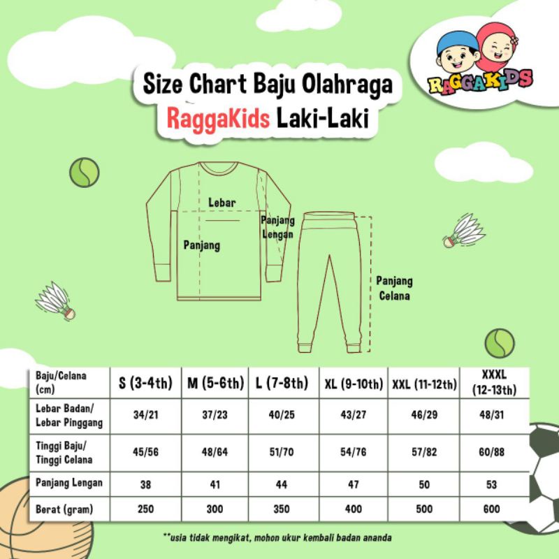 Baju Olahraga RAGGAKIDS OR Setelan