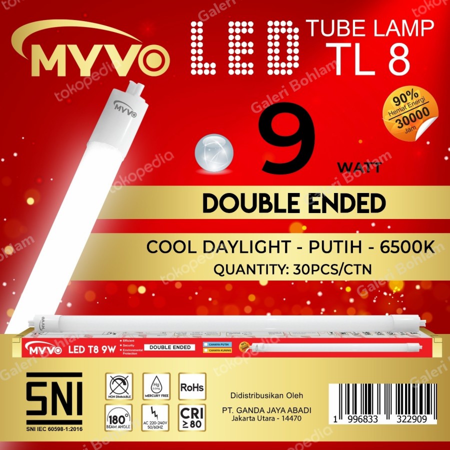 Lampu TL LED T8 Tube Light 9W 60cm Putih