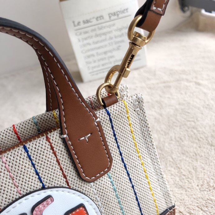 Tas Tory Burch Ella Yellow Canvas Quarant tote