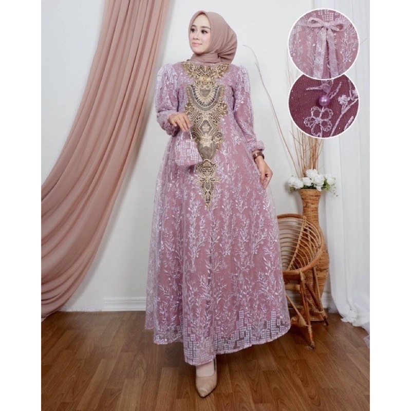 Gamis Tile Balon/ Gamis/ Gamis Pesta/ Gamis Kondangan/ Gamis Tile/ Gamis Brukat/ Gamis Brokat/ Gamis