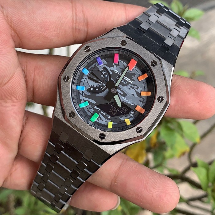 Jam G-Shock GShock GA-2100 GA2100 CA-8 Rainbow Original Gun Metal Gen3