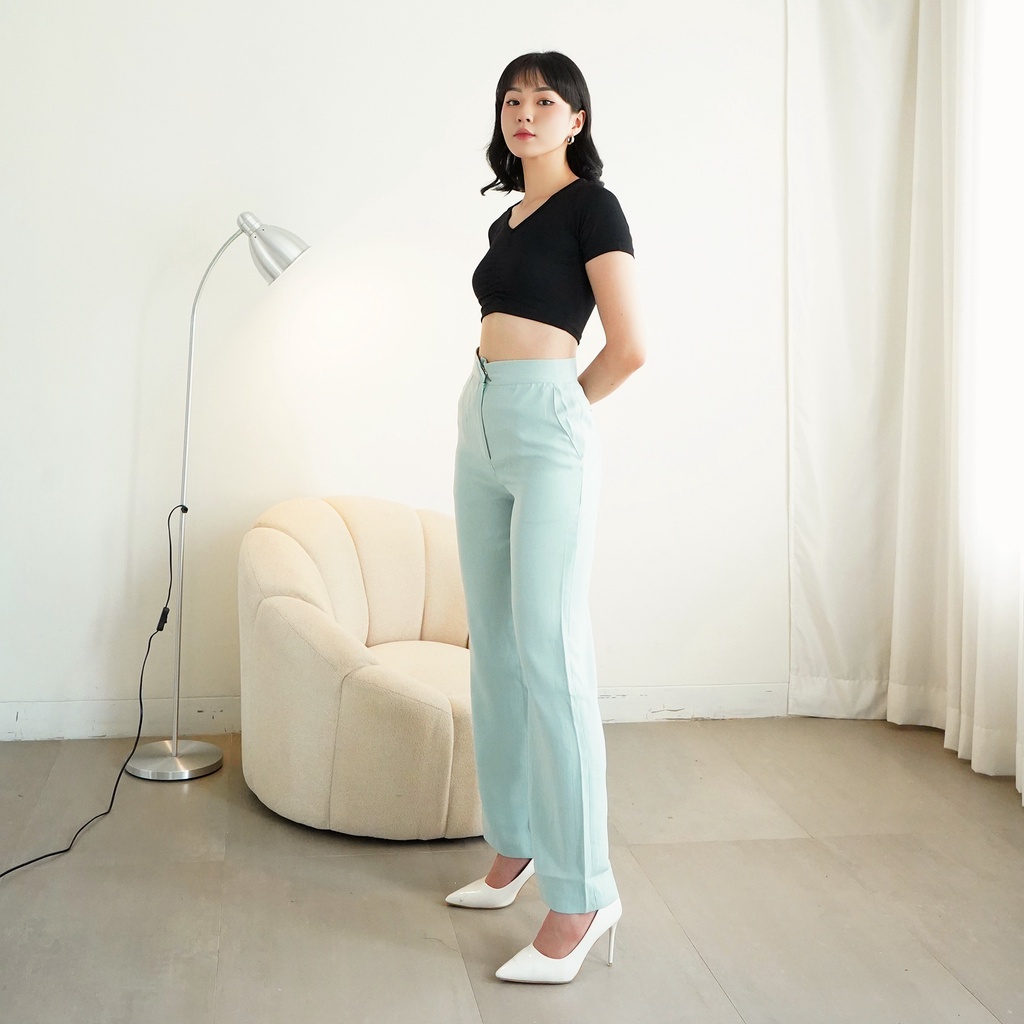 Korean CropTop V-Neck Slim Fit Kaos Wanita Crop 187