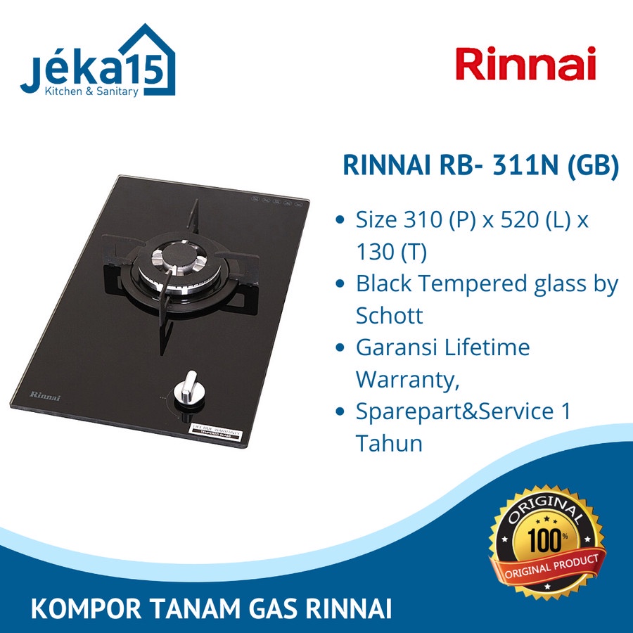 Rinnai RB-311N (GB) Kompor Gas Tanam 1 Tungku