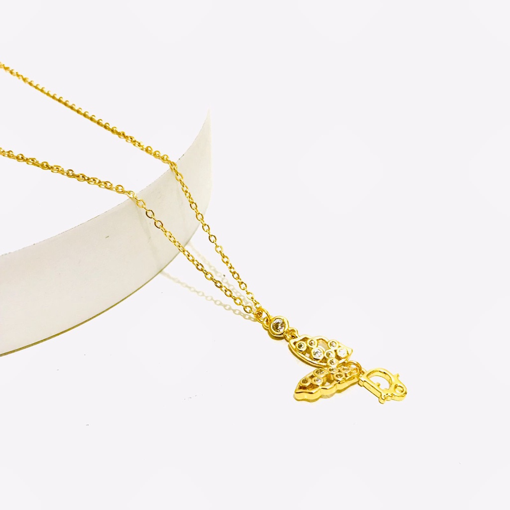 Kalung Titanium Wanita Lapis Emas Anti Karat KT-226-18-AMK
