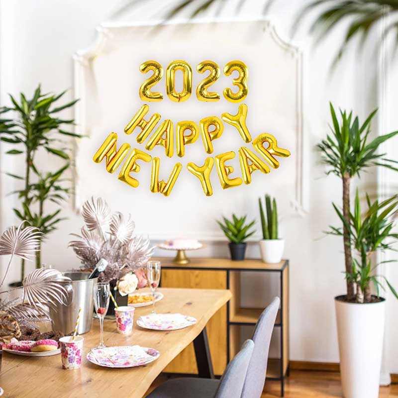 2023 Balon Aluminum Foil Motif Huruf Happy New Year Untuk Dekorasi Pesta Natal / Tahun Baru