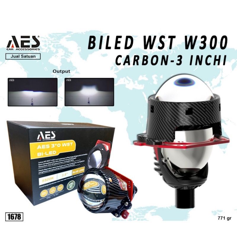 BILED AES WST 3 inch carbon Biled AES WST W300 carbon headlight projector AES lampu biled projector 