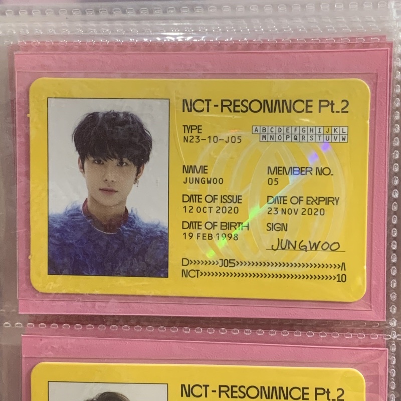OFFICIAL ID CARD RESONANCE 2020 PT.2 JUNGWOO NCT 127