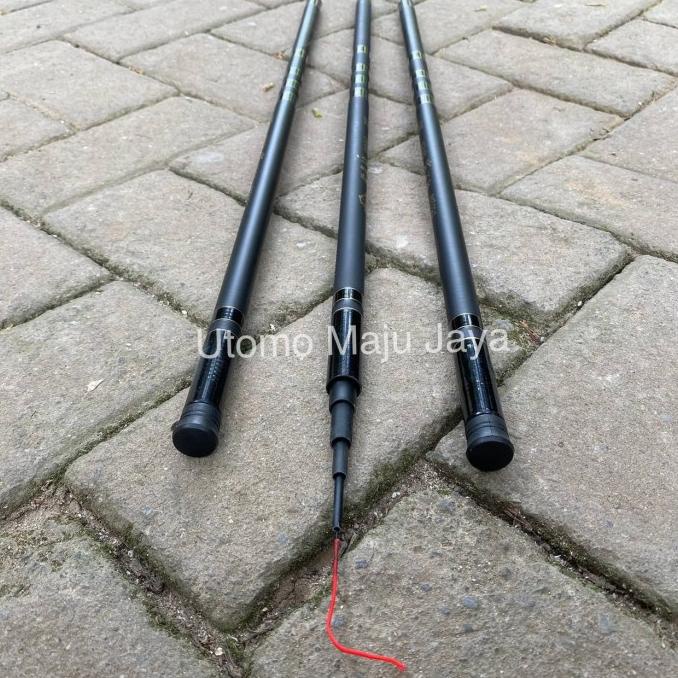 Tegek Black Joran Pancing Fiberglass Fishing Rod 2.7 3.6 Meter