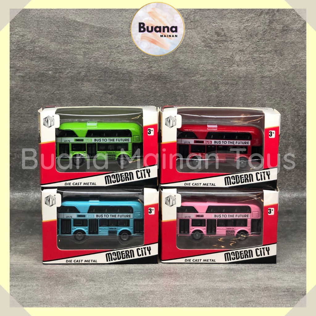 DIECAST LONDON VINTAGE OLD BUS MODERN CITY MAINAN MOBIL ANAK COWO CEWE M8589