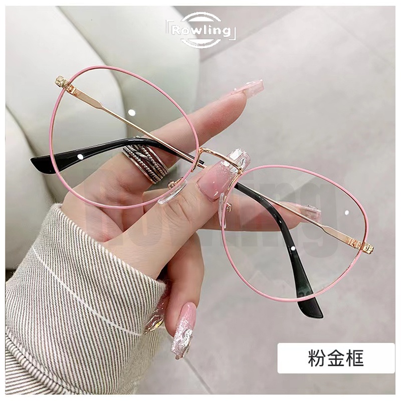 Rowling(ka-275)Kacamata Lensa&amp;Frame/New Fashion Blue Light Blocking Reder/Kacamata Bulat Wanita Import Kacamata Fashion