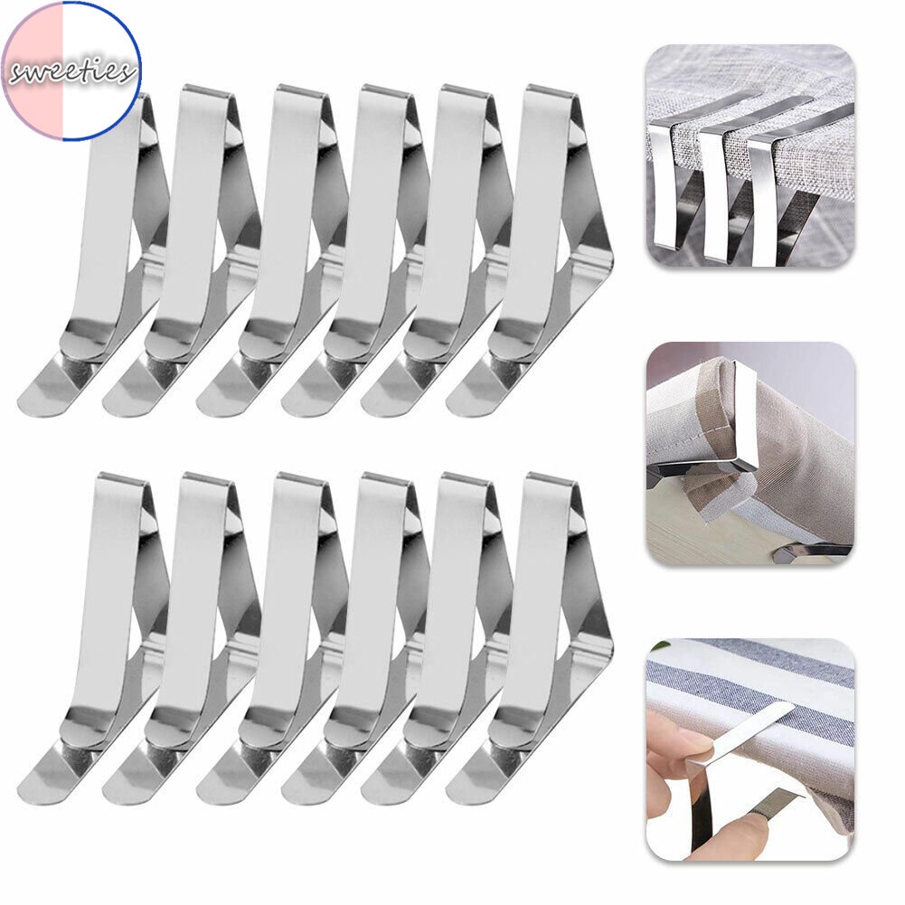 6pcs Klip Holder Taplak Meja Bahan stainless steel anti Slip