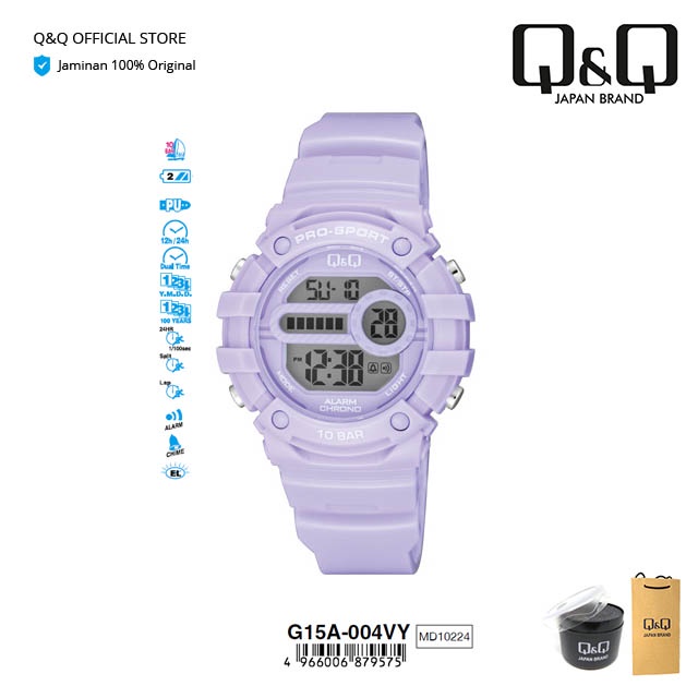 Q&Q QnQ QQ Original Jam Tangan Pria & Wanita Fashion Digital Rubber - G15 G15A Water Resist 10 BAR-3
